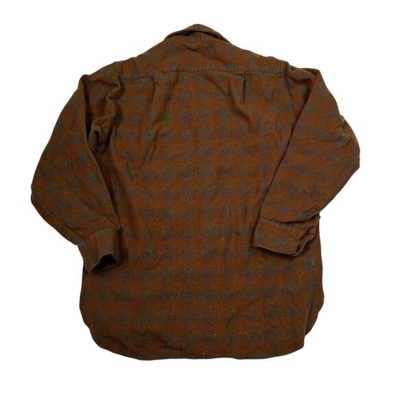 Pendleton 70s Plaid Wool Guide Board Button Up Shirt FLAW Brown Boys 16 - Picture 2 of 8